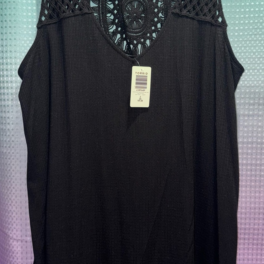 NWT Torrid 2X Black Crochet Back Tank Top